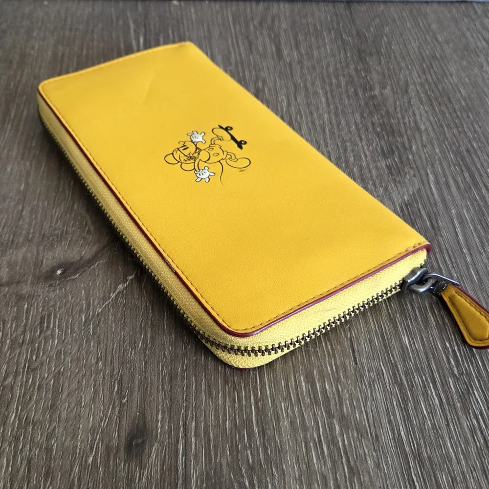 Coach Yellow Zip Wallet with Skateboarding Character - Picture 3 of 11